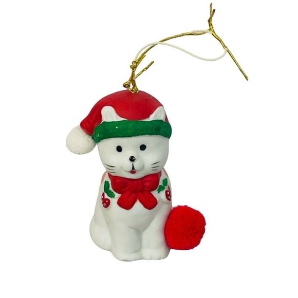 Vintage Cat Jolly Jingles Hand Painted Porcelain Bell Ornament Christmas w Box - Picture 2 of 8